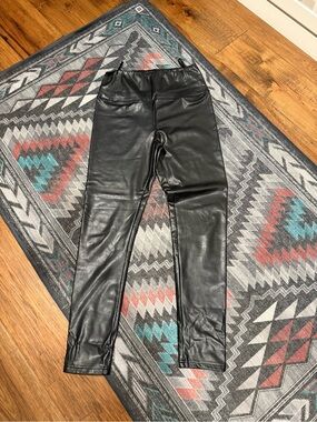 miami Black Faux Leather Girls' Leggings